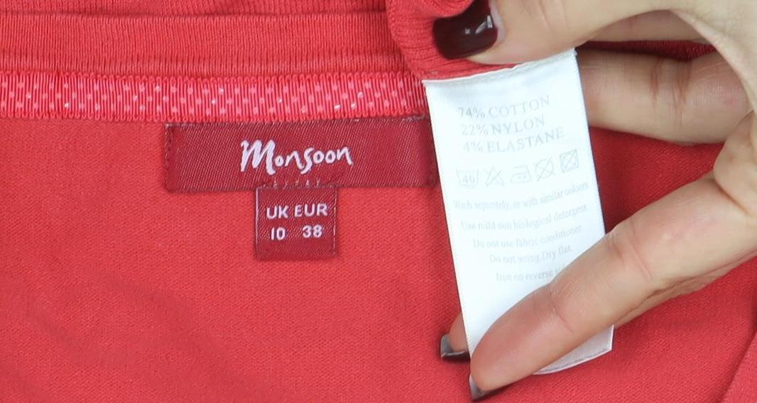 Marks & Spencer Women's Red V-Neck Button-Up Knit Top Size 10