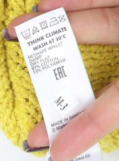 Marks & Spencer Women Yellow Cable Knit Open Cardigan S
