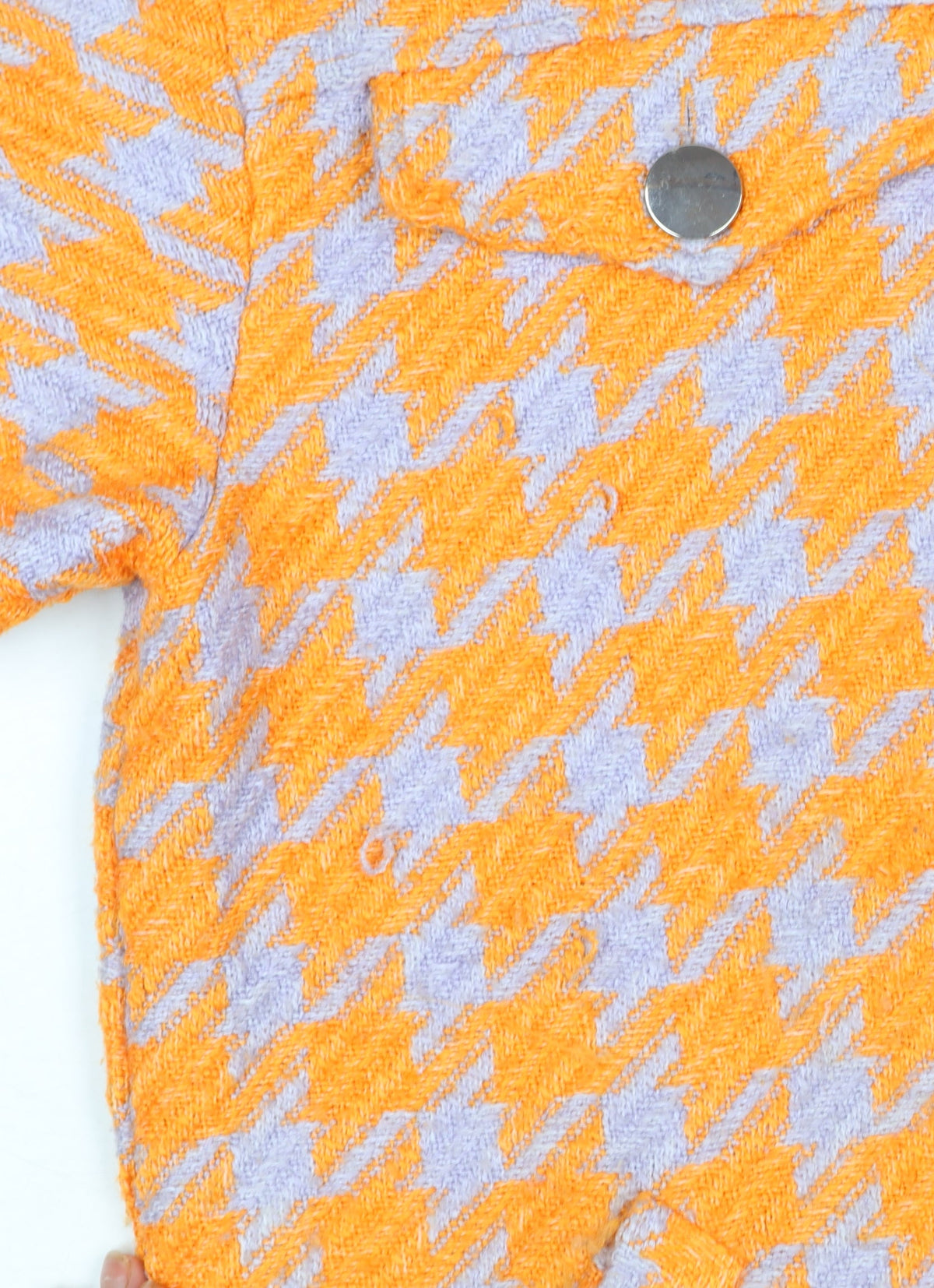 River Island Women Orange Houndstooth Mid-Length Jacket M