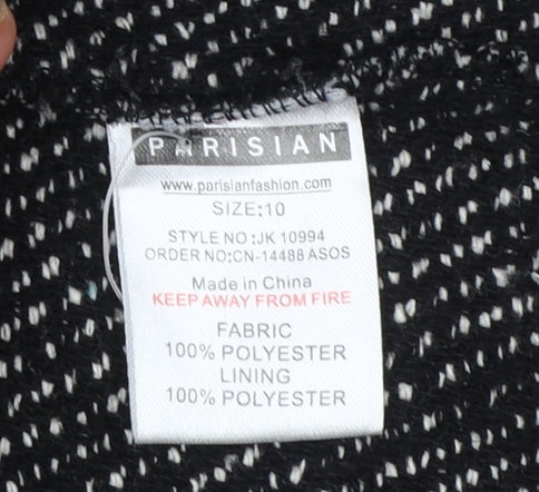 Parisian Women Black & White Textured Double-Breasted Blazer UK 10