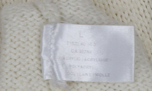 Windsmoor Women Ivory Full Zip High Neck Wool Blend Jumper L