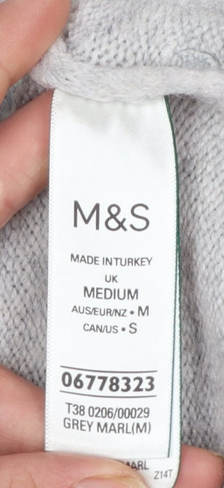 Marks & Spencer Women's Grey Beaded Crew Neck Jumper Size M