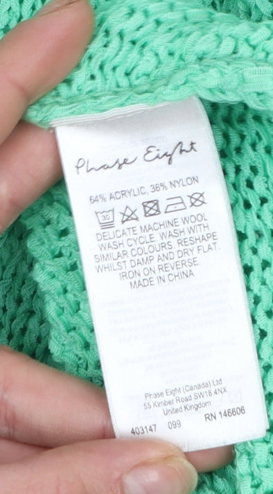 Phase Eight Women’s Green Open Knit V-Neck Pullover Jumper L