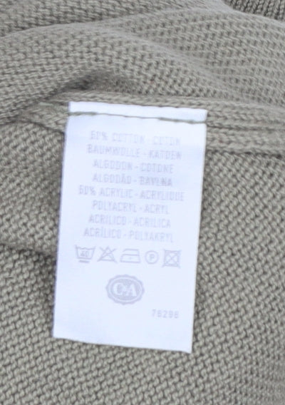 Angelo Litrico Men's Green Cotton Acrylic Crew Neck Jumper Size L
