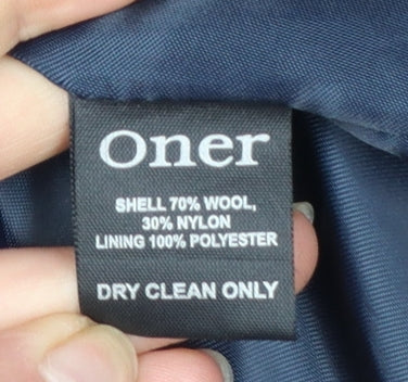 Oner Women's Blue Wool Blend Belted Mid-Length Trench Coat L