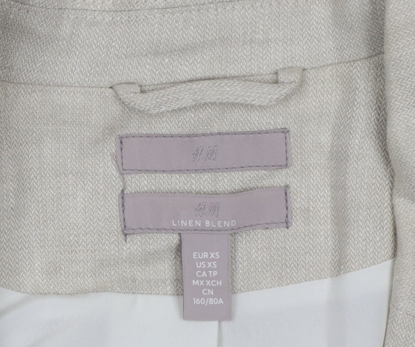 H&M Women's Beige Linen Blend Single-Breasted Blazer XS