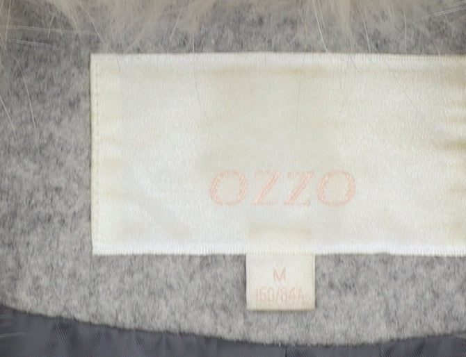 OZZO Women’s Grey Wool Fur Collar Long Overcoat Size 8
