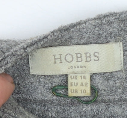 Hobbs Women Grey Wool Blend Mock Neck Short Sleeve Jumper UK 14