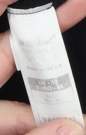 Marks & Spencer Women’s Black Wool Collarless Mid-Length Coat Size 12