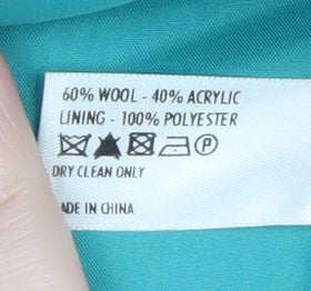 Red Herring Womens Teal Wool Blend Double Breasted Coat Size 16
