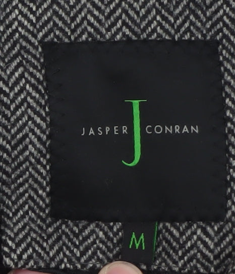 Jasper Conran Men's Grey Herringbone Wool Blend Overcoat M