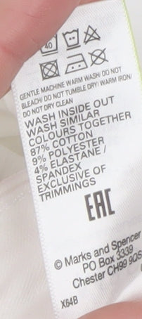 Marks & Spencer Women's White Chino Shorts Size 22 Stretch Cotton Blend