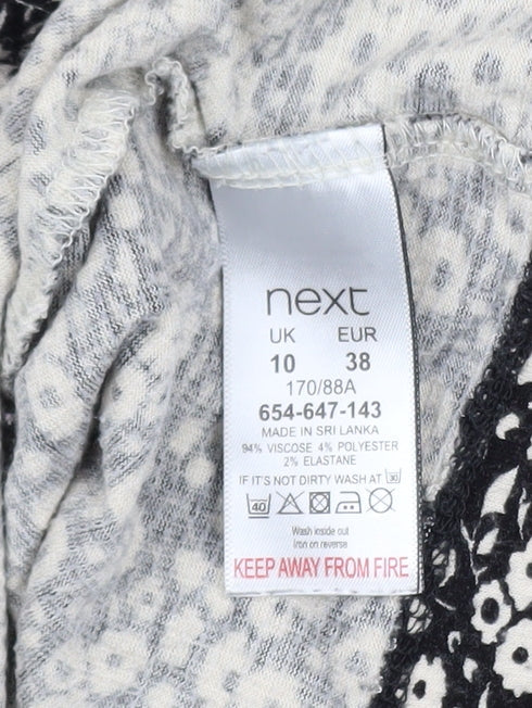 Next Women’s Black Floral Long Sleeve Blouse Size 10 Viscose Mix