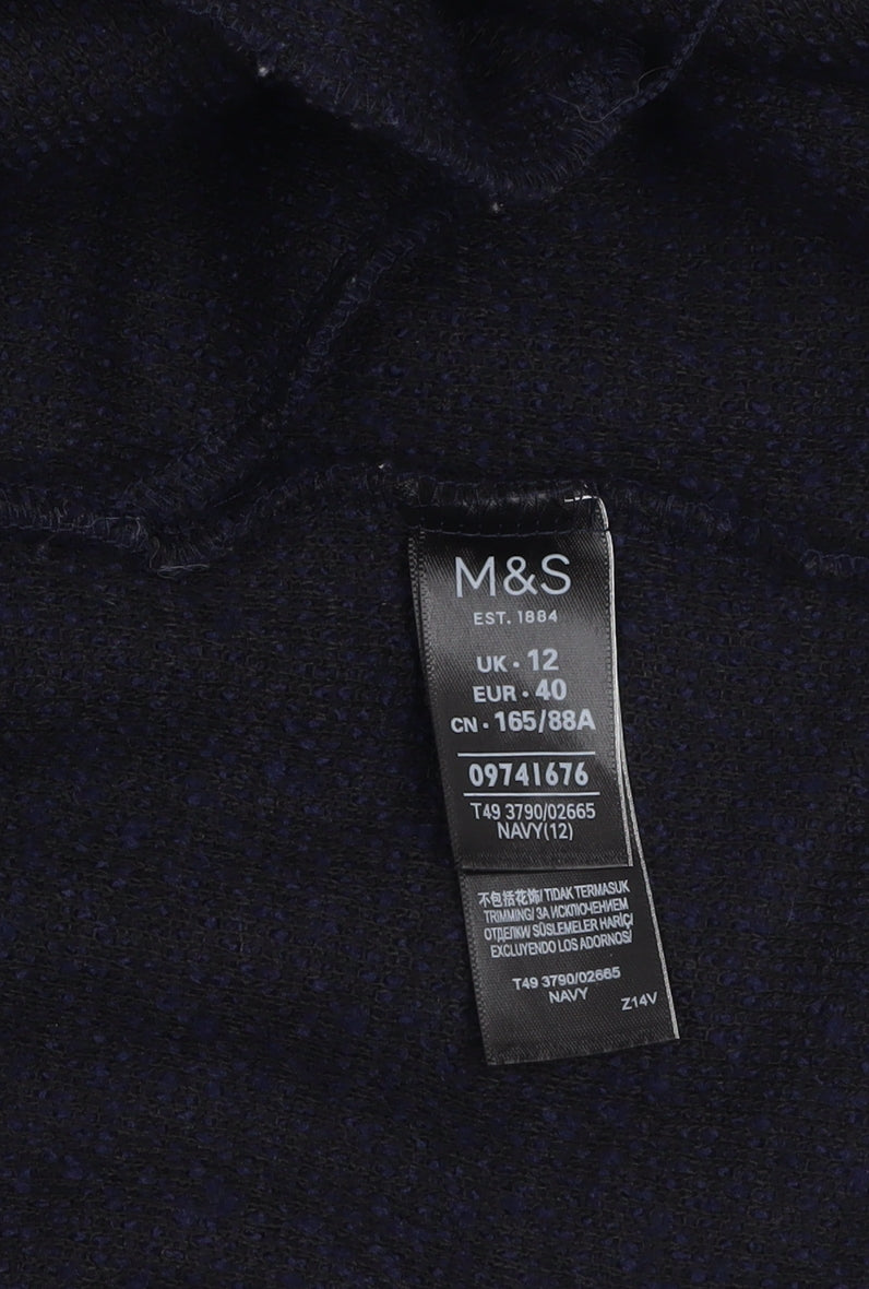 Marks & Spencer Women's Blue Mid-Length Open Front Coatigan Size 12