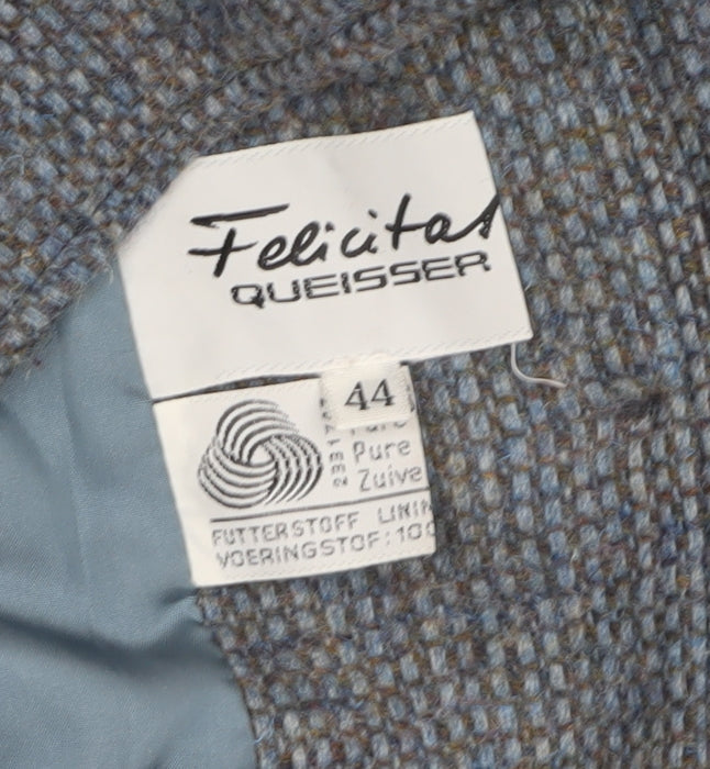 Felicitas Queisser Womens Blue Wool Tweed Single-Breasted Blazer UK 16