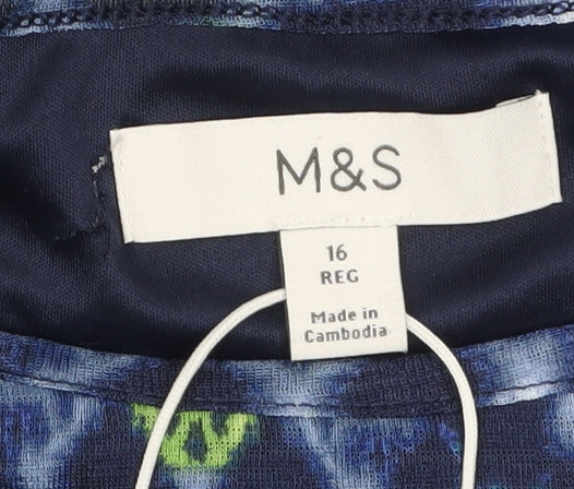 Marks and Spencer Women Blue Geometric Shift Dress Size 16