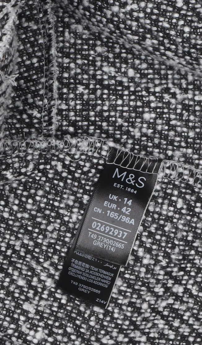 Marks & Spencer Womens Grey Size 14 Tweed Coatigan
