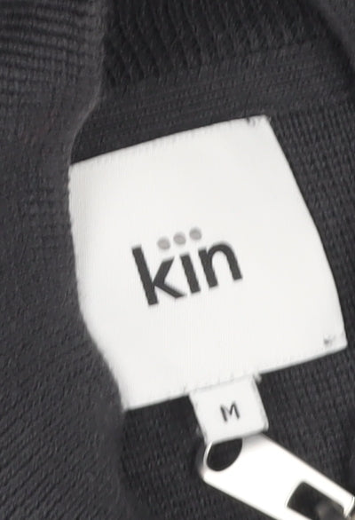 Kin Men's Black Cotton 1/2 Zip High Neck Jumper Size M