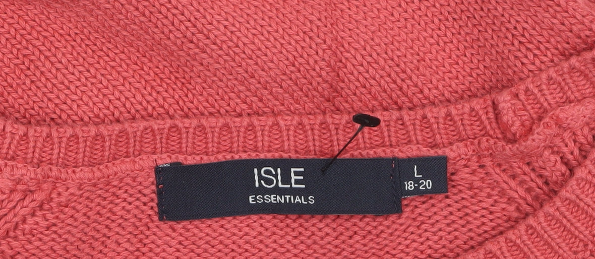 ISLE Womens Pink Cotton Crew Neck Pullover Jumper Size 18-20
