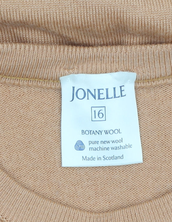 Jonelle Women's Beige Wool Crew Neck Jumper Size 16