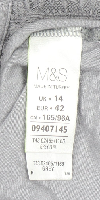 Marks & Spencer Women’s Grey Lace Panel Sleeveless Henley Blouse UK 14