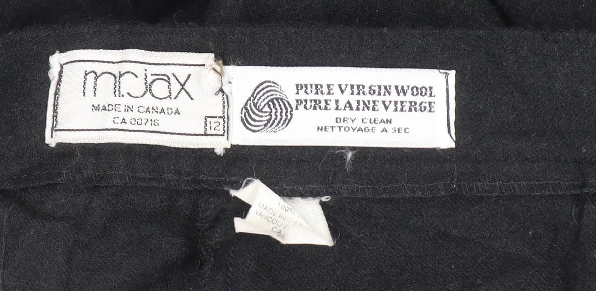 Mr. Jax Women’s Black Wool Pleated High Rise Trousers Size 12