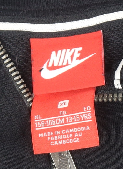 Nike Teens Black Full Zip Hoodie XL 13-15Y Cotton Blend Sportswear
