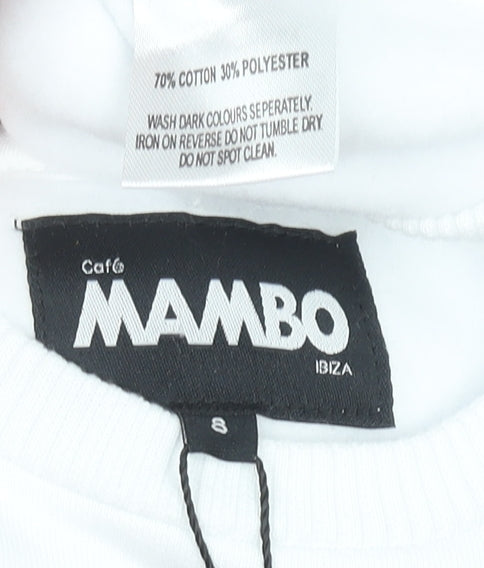 Cafe Mambo Ibiza Girls White Graphic Pullover Sweatshirt 8 Years