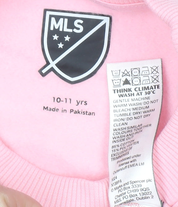 Marks & Spencer Girls Pink Miami Graphic Pullover Sweatshirt 10-11 Years