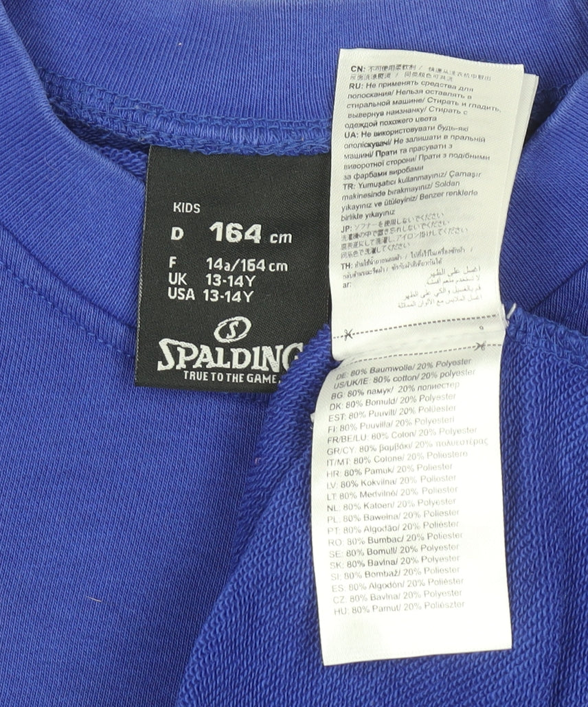 Spalding Boys Blue Crew Neck Sweatshirt 13-14 Years Cotton Blend
