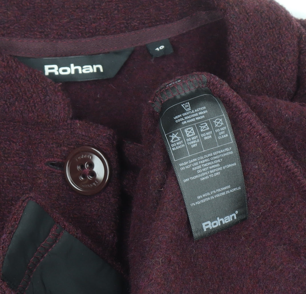 Rohan Women's Burgundy Wool Blend Cardigan Size 10 Classic Fit