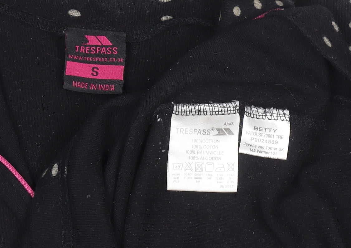 Trespass Women Black Polka Dot 1/4 Zip Pullover Sweatshirt Size S