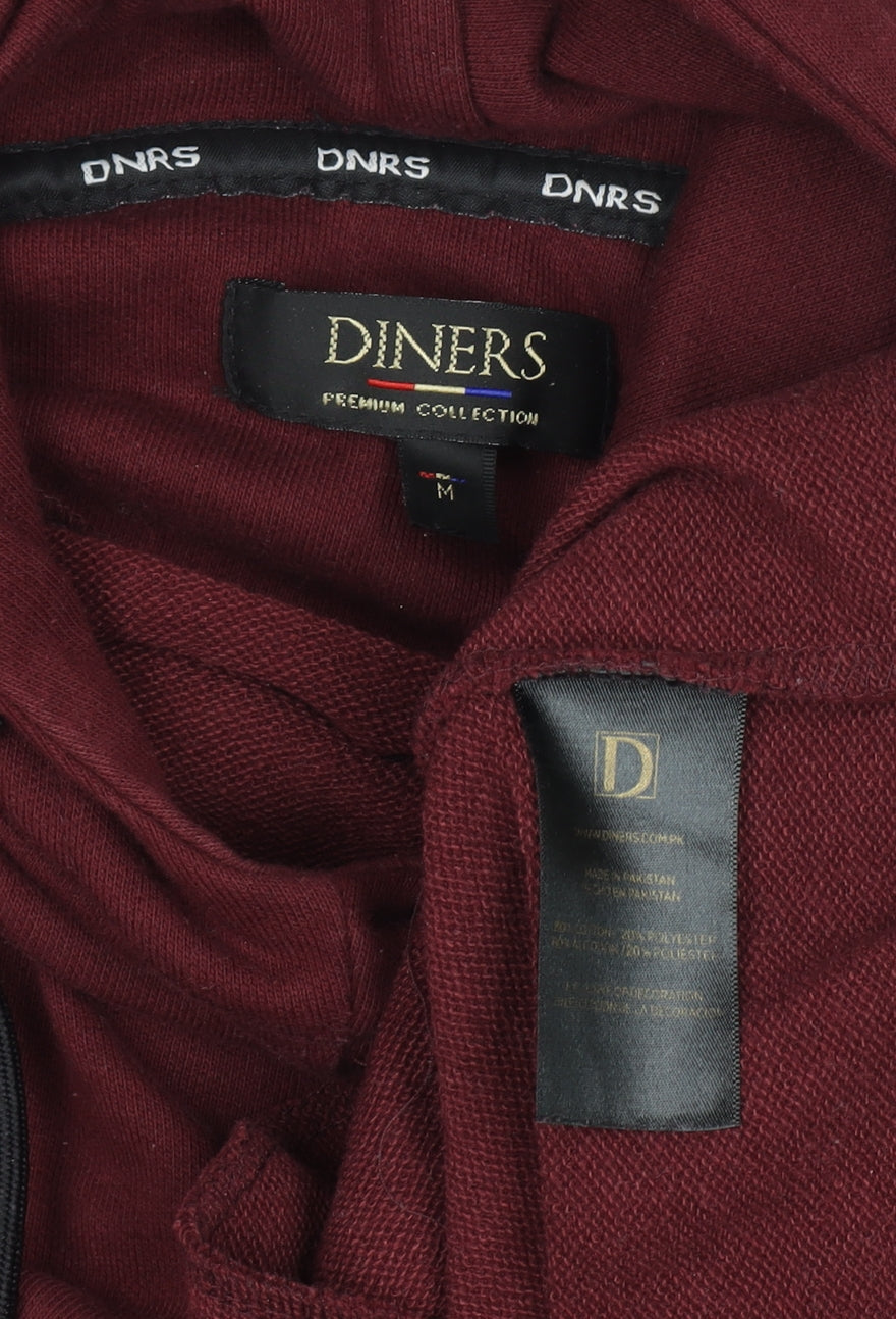 Diners Men’s Red Pullover Hoodie M Regular Fit High Neck Warm