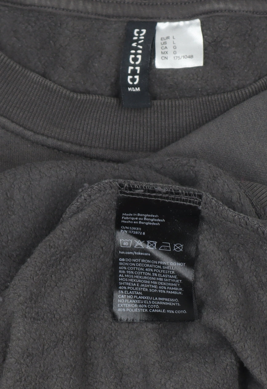 H&M Men’s Grey Track Print Pullover Sweatshirt Size L