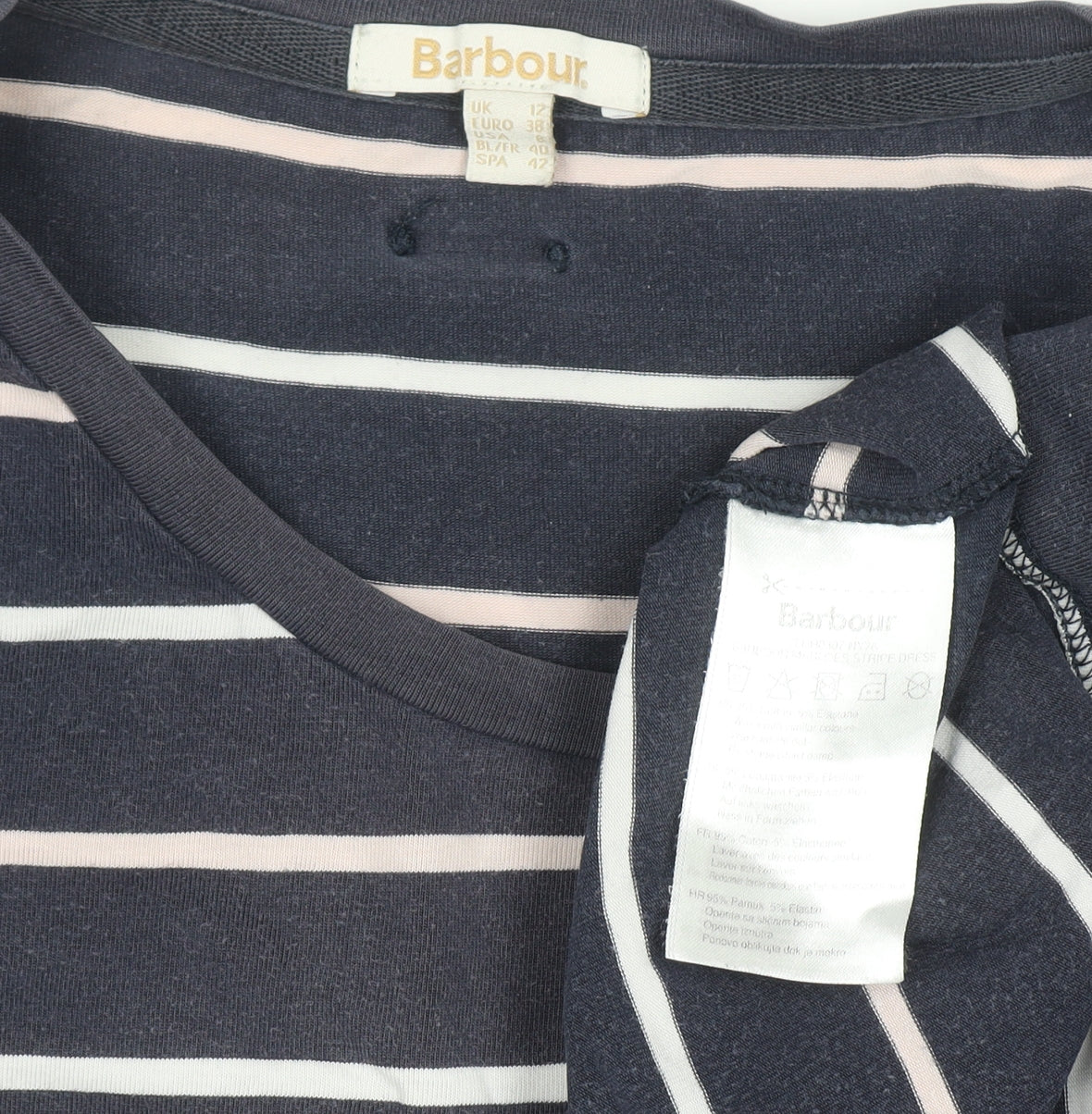 Barbour Womens Blue Striped T-Shirt Dress Size 12 Casual Jersey