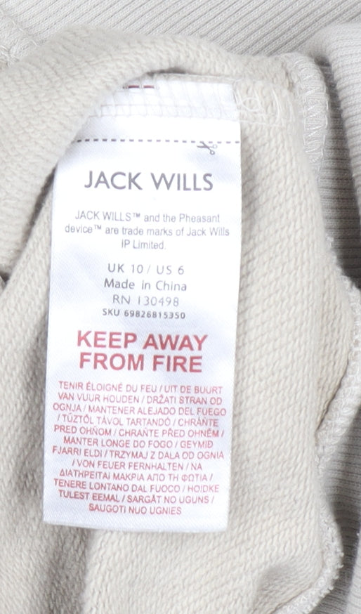 Jack Wills Women's Beige Full Zip Hoodie UK 10 Cotton Casual