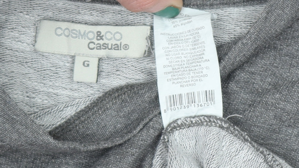 COSMO & CO Women’s Grey Sequin Shoulder Long Sleeve Pullover Jumper Size L