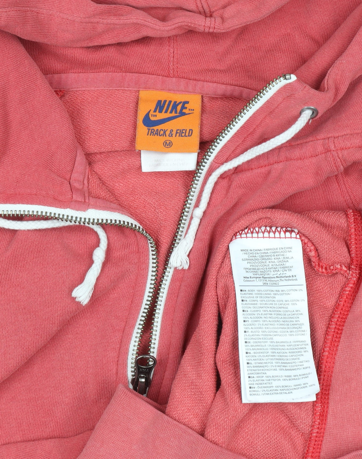 Nike Women’s Pink Full Zip Hoodie Medium Track & Field Graphic
