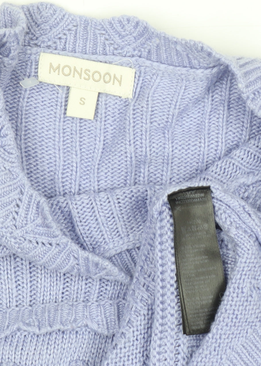 Monsoon Women Purple Knit Crew Neck Long Sleeve Jumper S