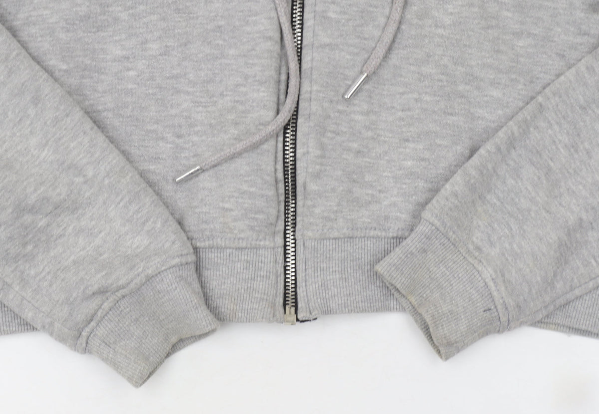 PRETTYLITTLETHING Women Grey Full Zip Hoodie Small