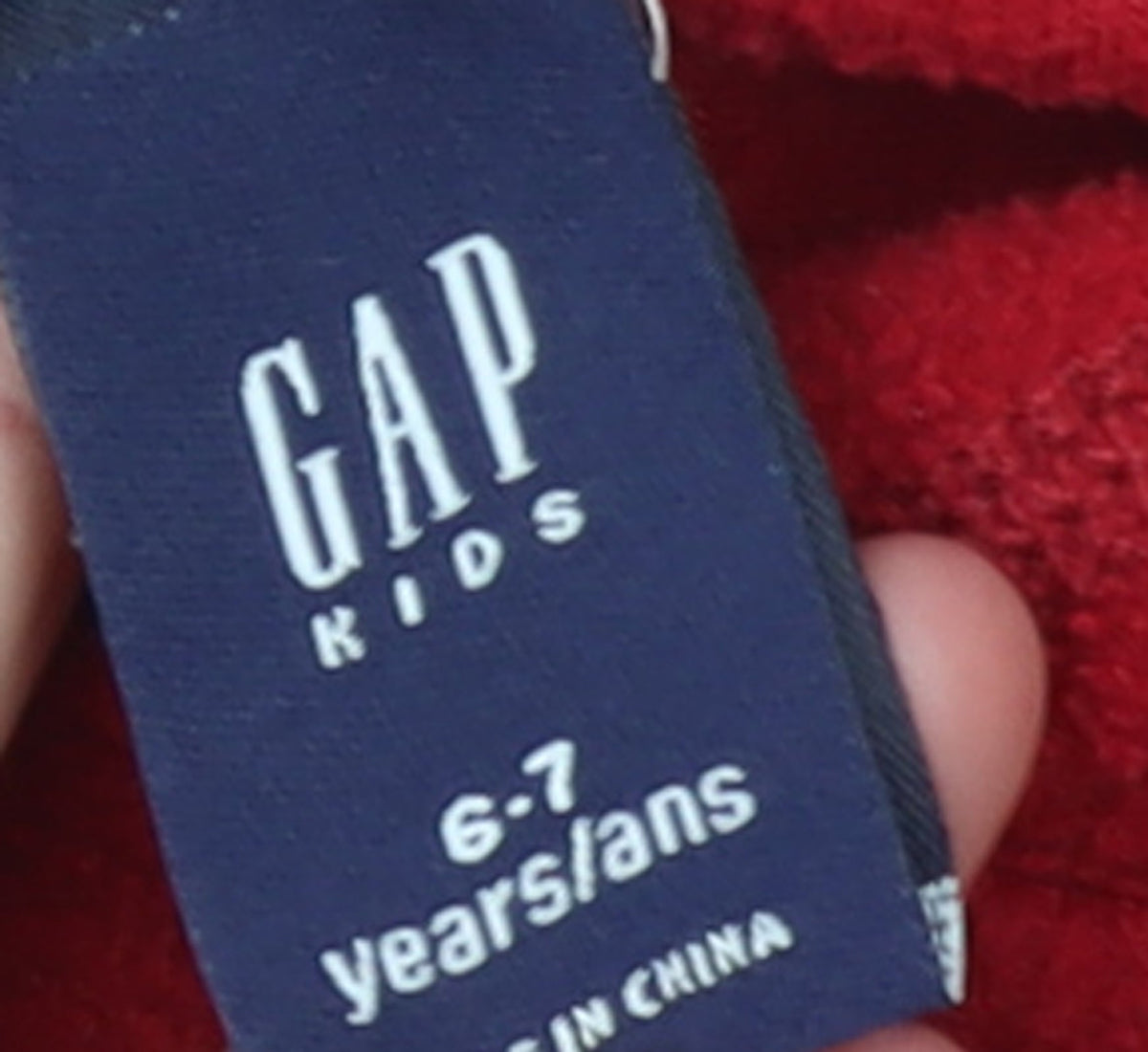 Gap Boys Red Fleece Pullover Hoodie 6-7 Years with Logo Front