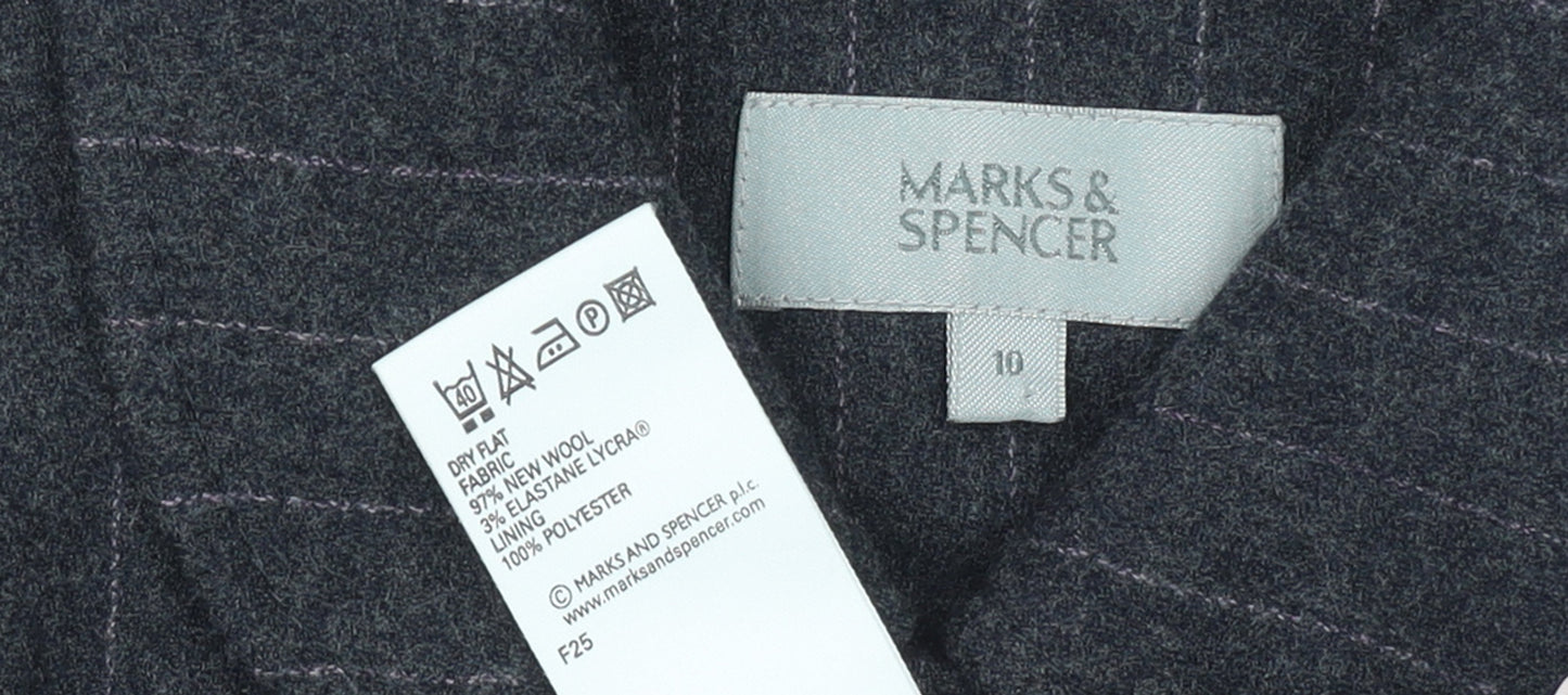 Marks and Spencer Womens Grey Wool Pinstripe Blazer Jacket Size 10