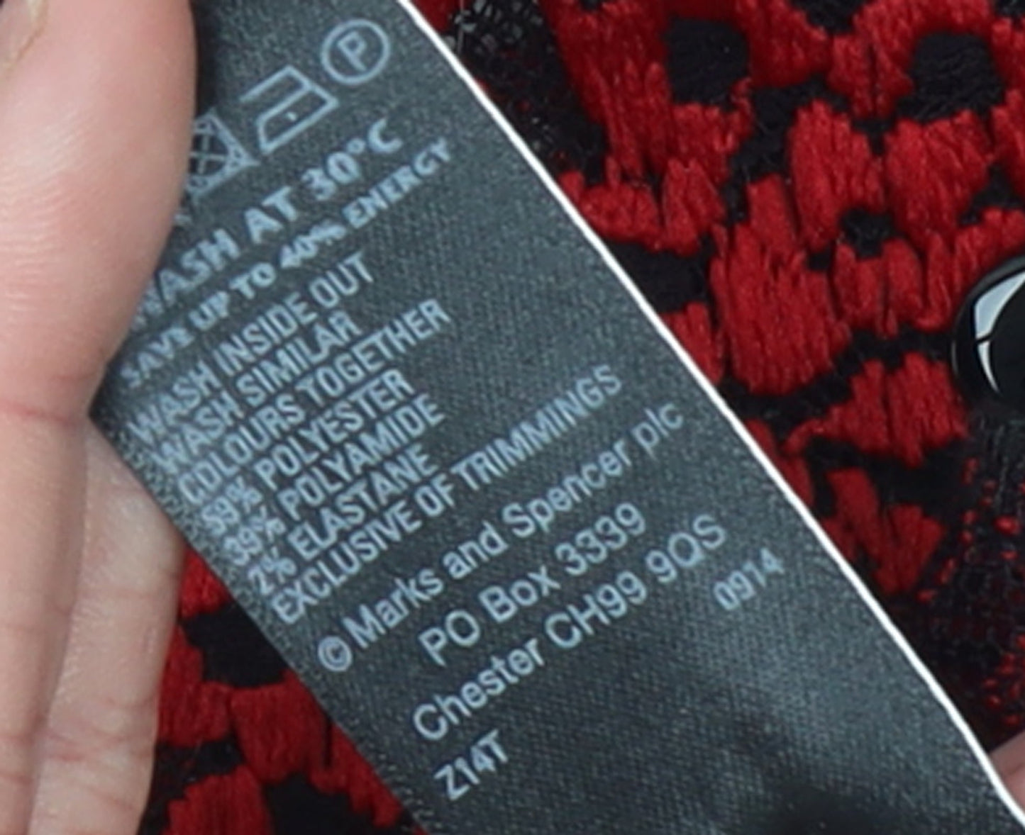 Marks & Spencer Women’s Red Floral Lace Blouse UK 14 Long Sleeve