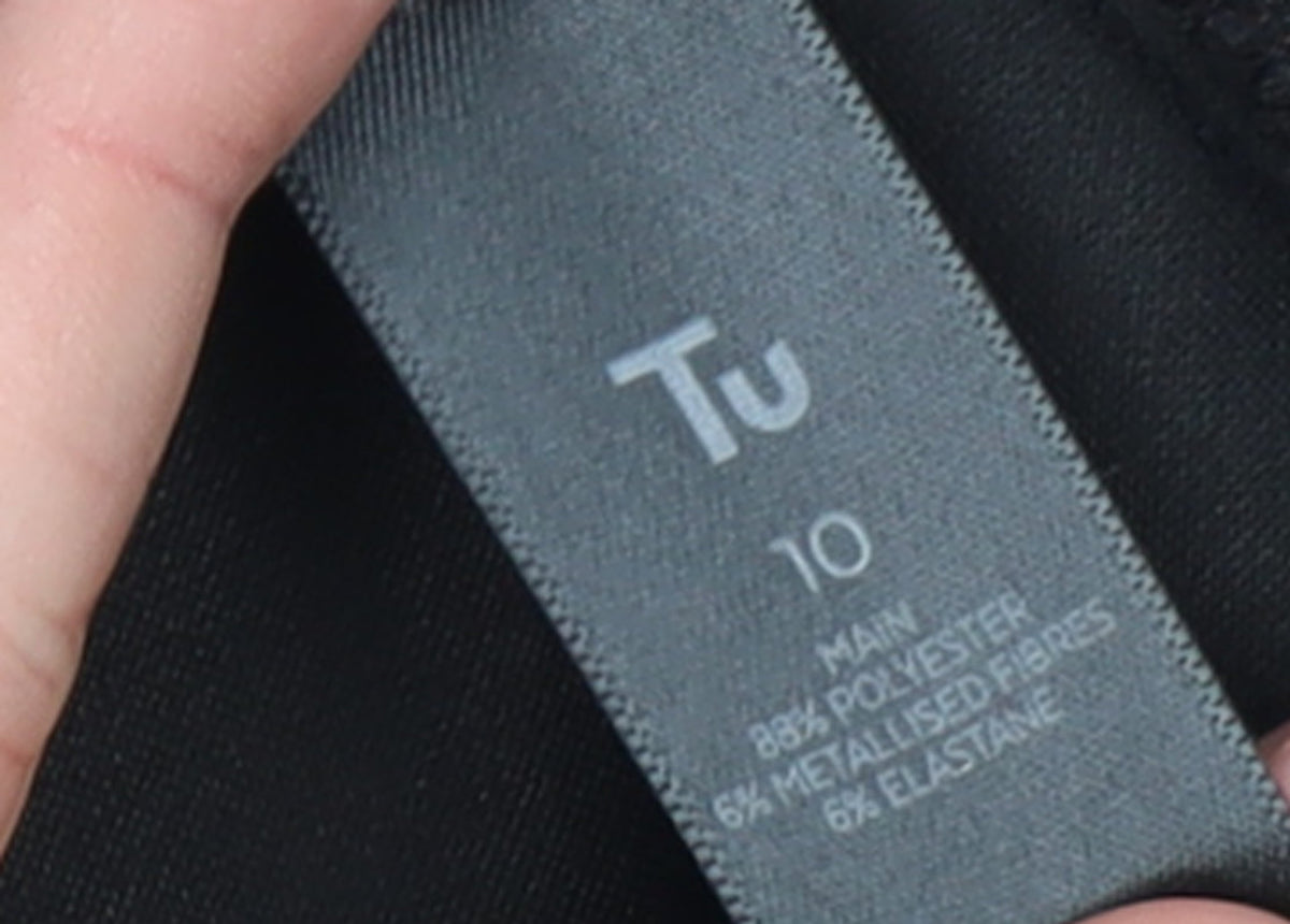 Tu Women Black Metallic Blazer Size 10 Classic Single-Breasted Jacket