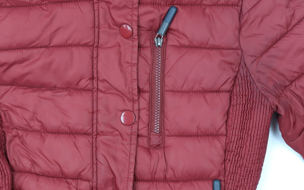 Superdry Women's Red Fuji Puffer Jacket L Hooded Quilted Coat