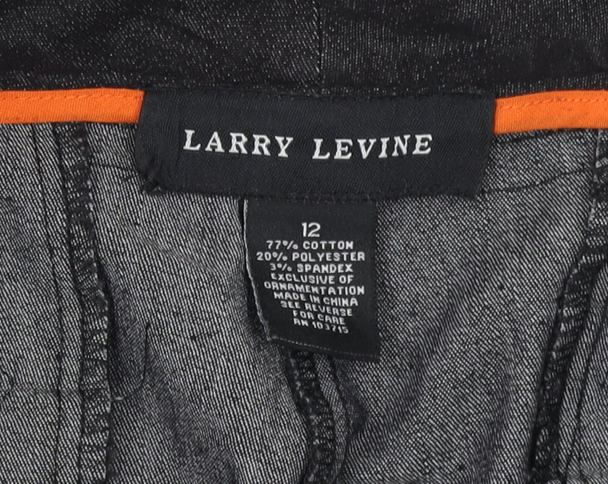 Larry Levine Black Stretch Cotton Blend Women's Straight Trousers Size 12