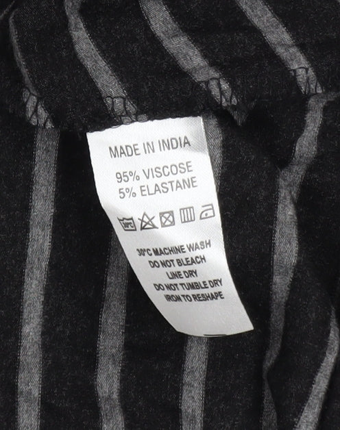Capri Clothing Women’s Black Striped A-Line Jersey Dress XS Long Sleeve