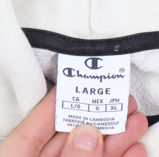 Champion Women's White Pullover Hoodie Large Cotton Blend