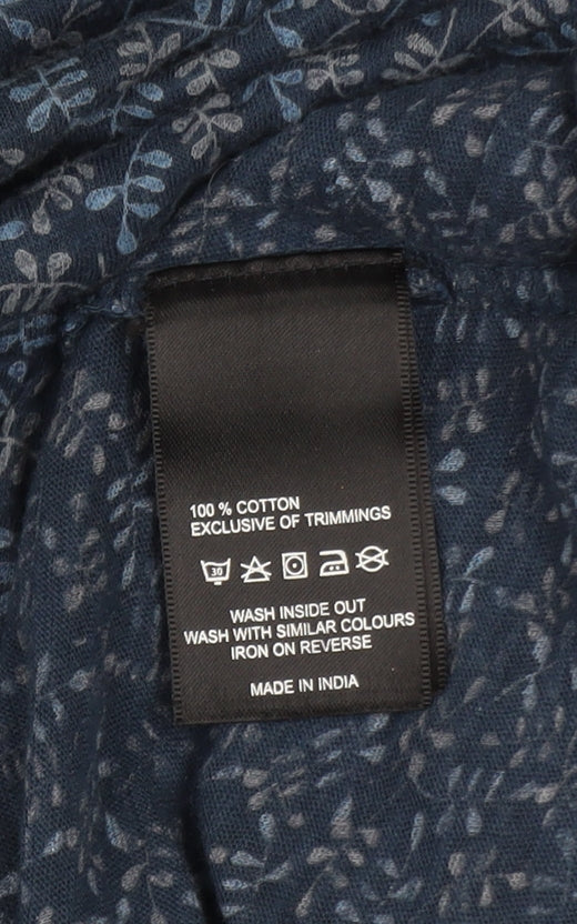 Beacan Cove Women Blue Floral Cotton A-Line Dress Size 12