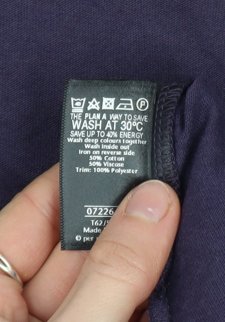 Marks & Spencer Per Una Purple 3/4 Sleeve Cotton Blend Blouse UK 16